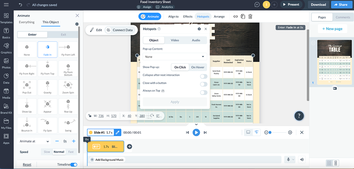 Add Hyperlink Items in Visme to Inventory Sheet