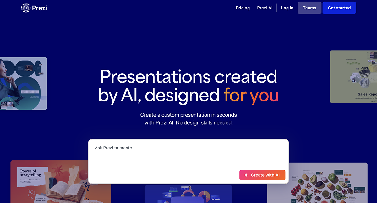 presentation app - Prezi homepage image 