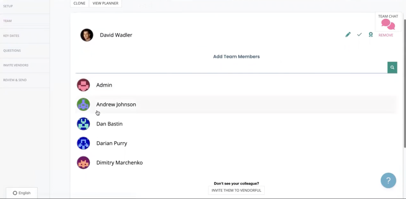 rfp software - a screenshot of Vendforful interface