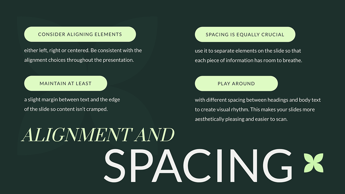 business presentation layout - Alignment and spacing