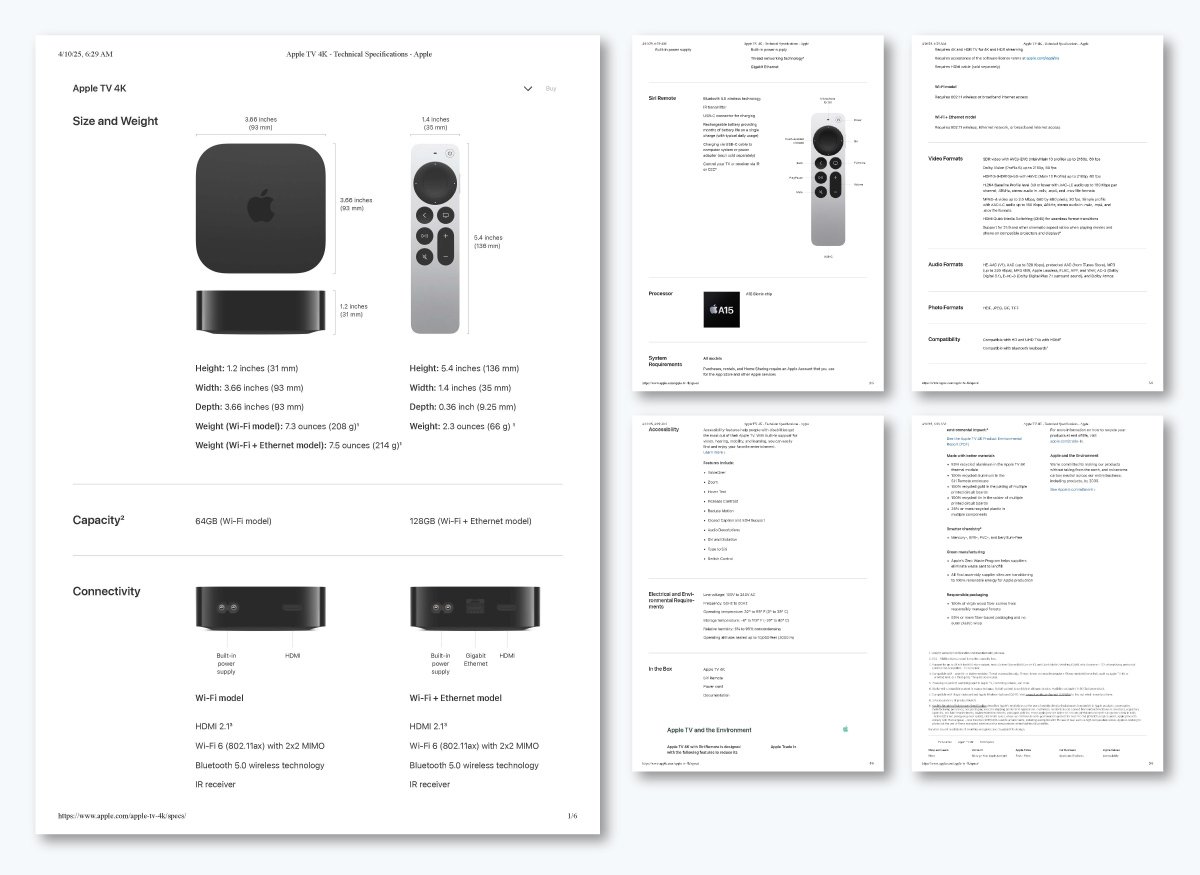 spec sheet example - Apple