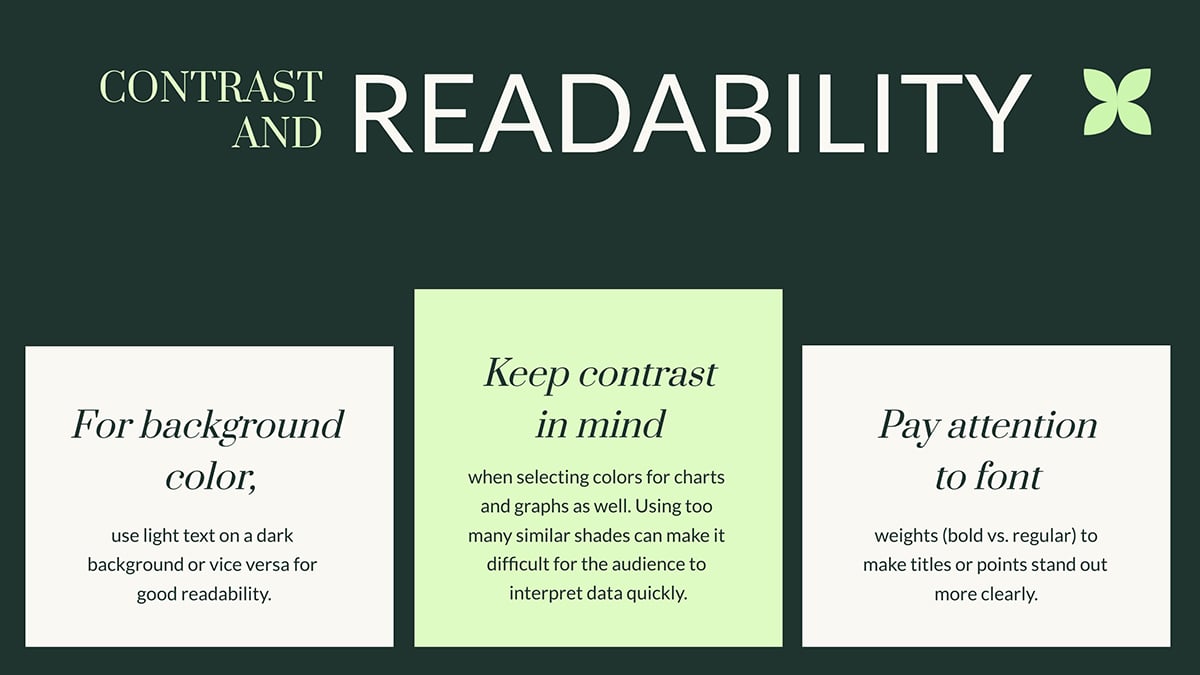 business presentation layout - Contrast and readability