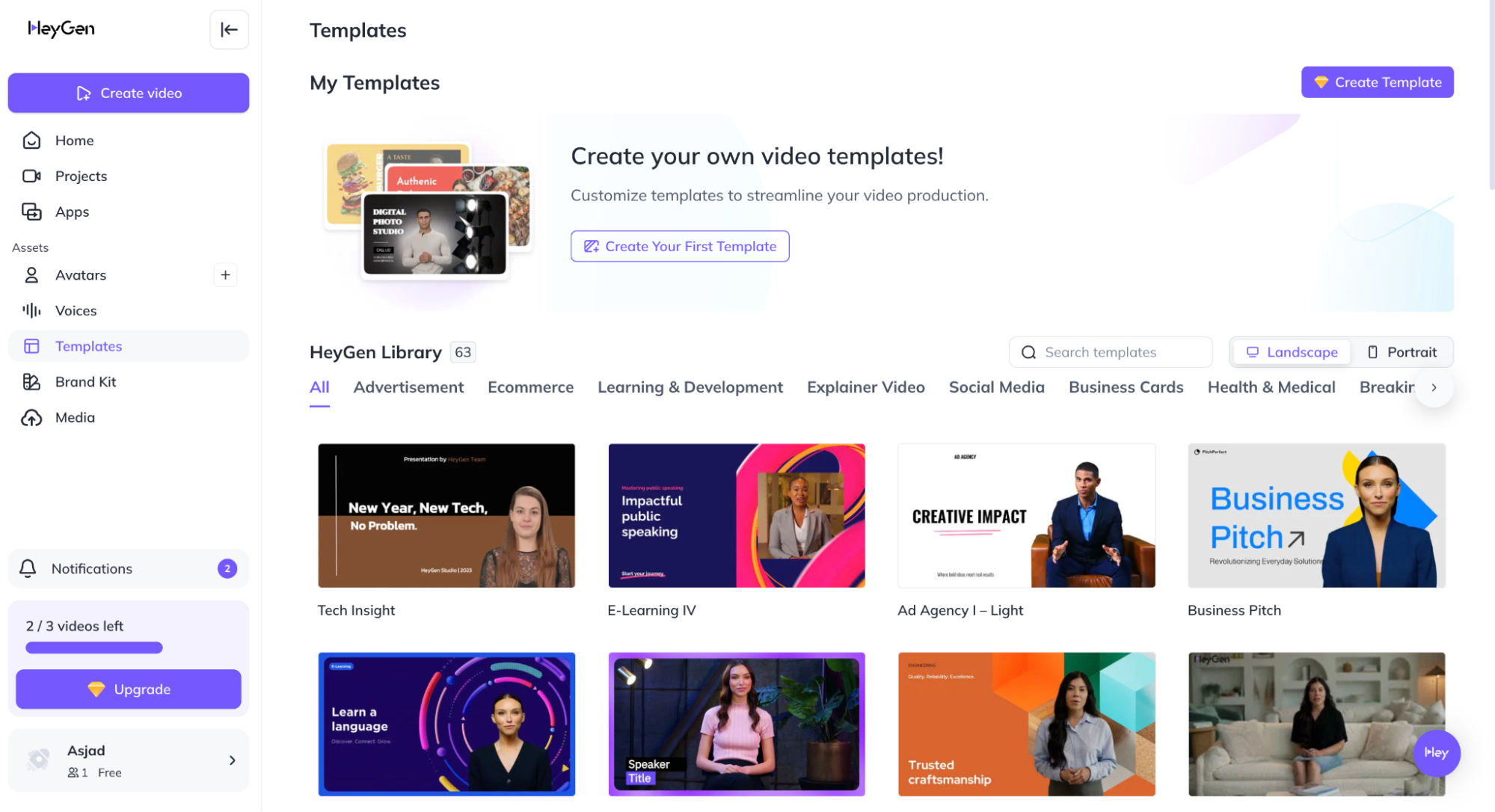 video presentation software - HeyGen AI templates