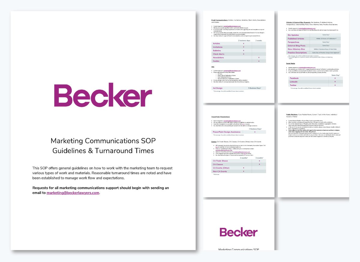 Standard operating procedure examples - Becker’s Marketing Communications SOP Guidelines