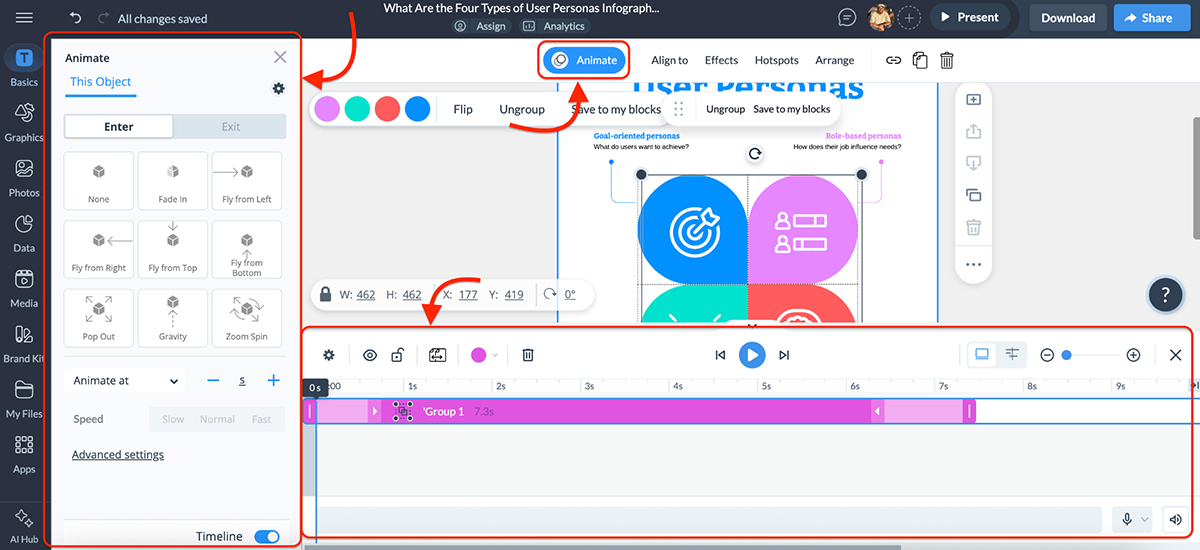 Visme vs Articulate 360 - animation and interactive elements