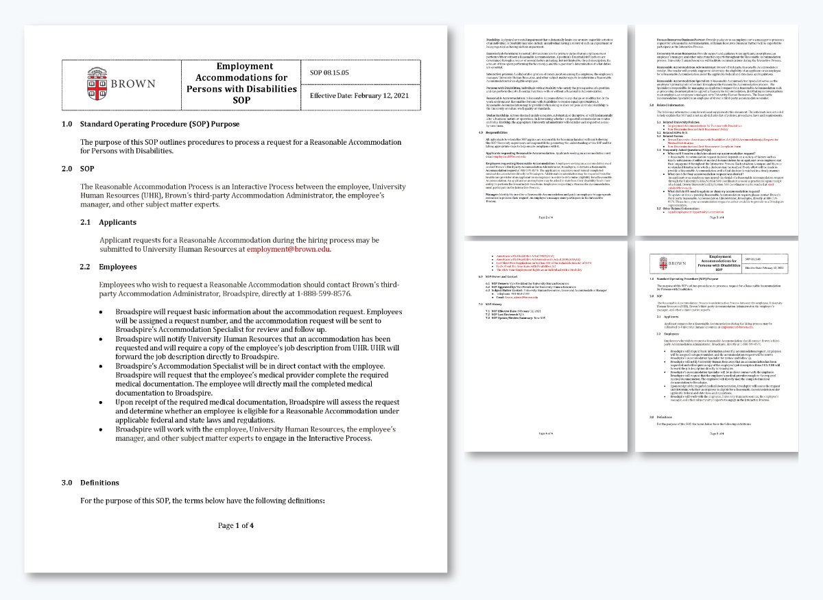 Brown University HR SOPs -Standard operating procedure examples