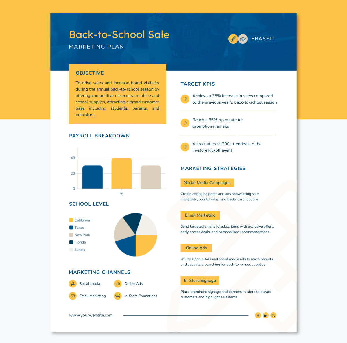 Back to School One Pager Marketing Plan Template