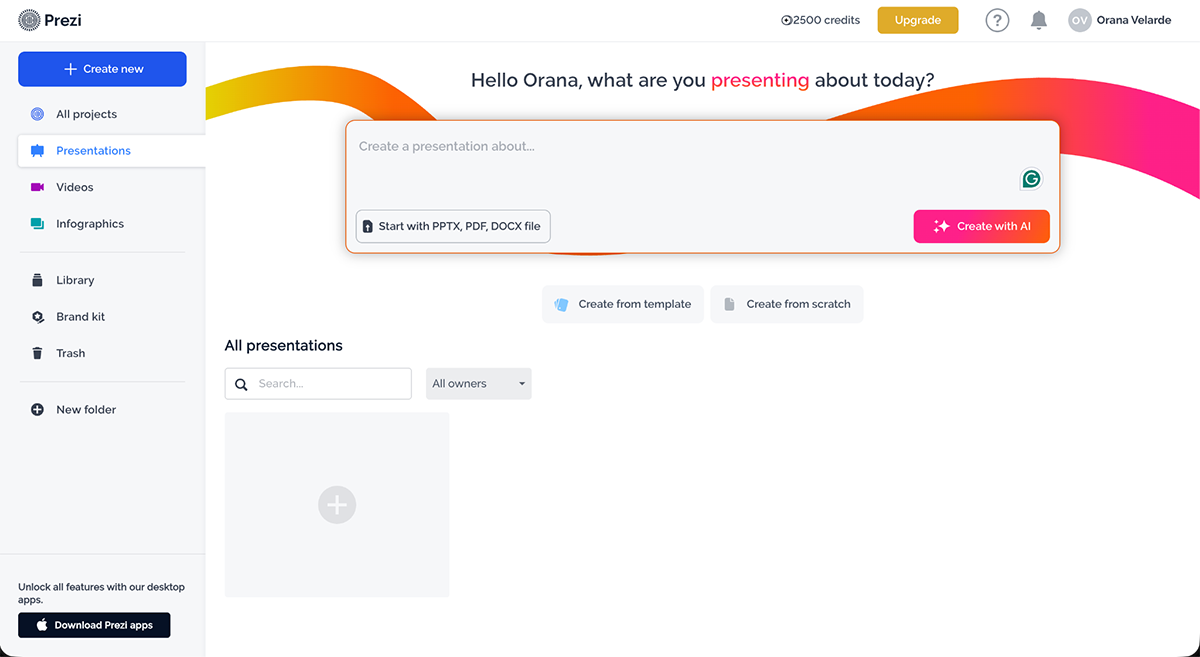 PowerPoint Alternatives Compared in 2026 - a screenshot of Prezi interface