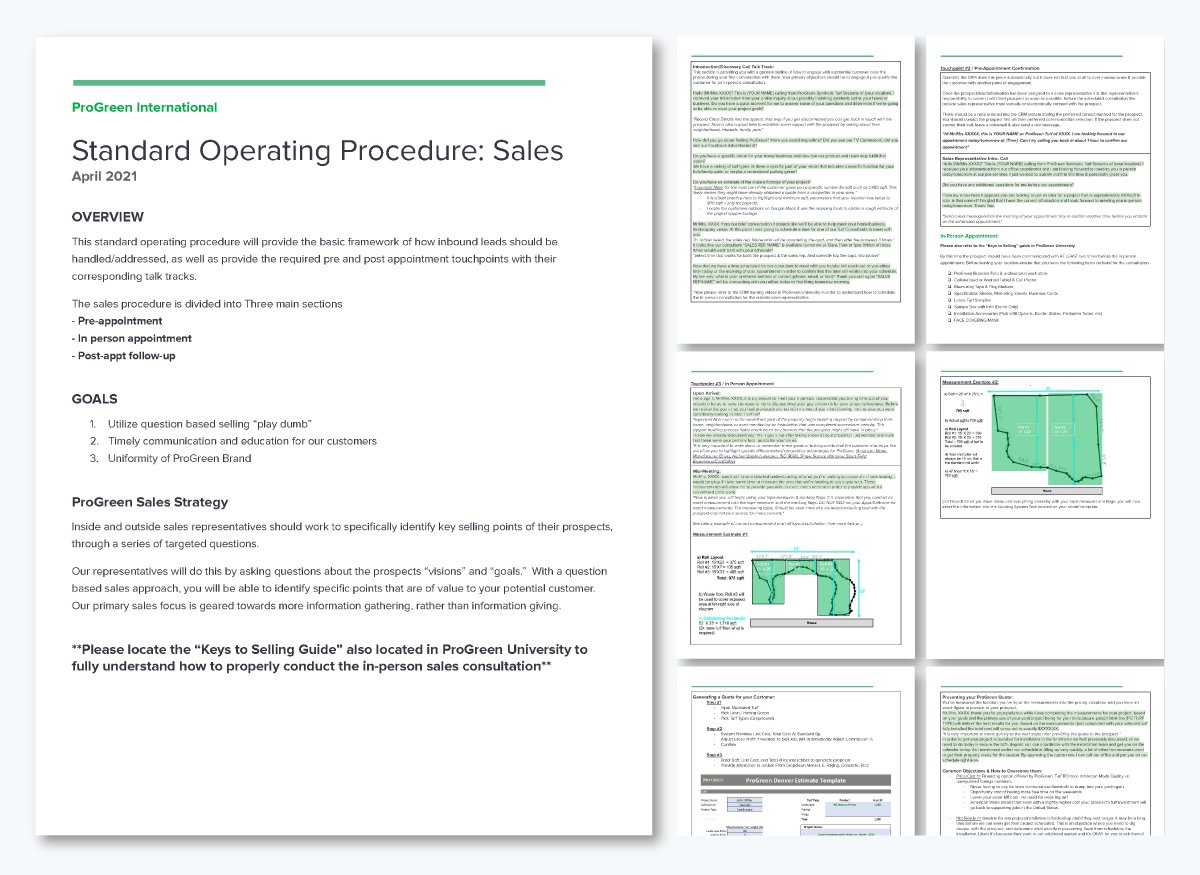 Progreen Sales SOP - Standard operating procedure examples -