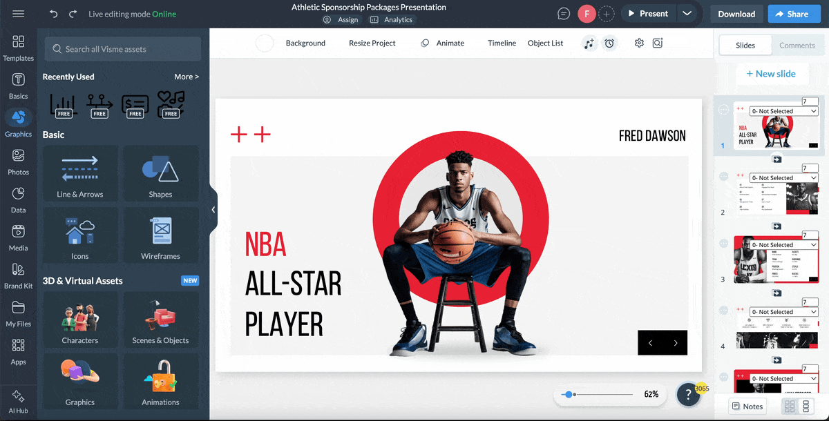 how to add 3D characters and other interactive features to a sponsorship package template