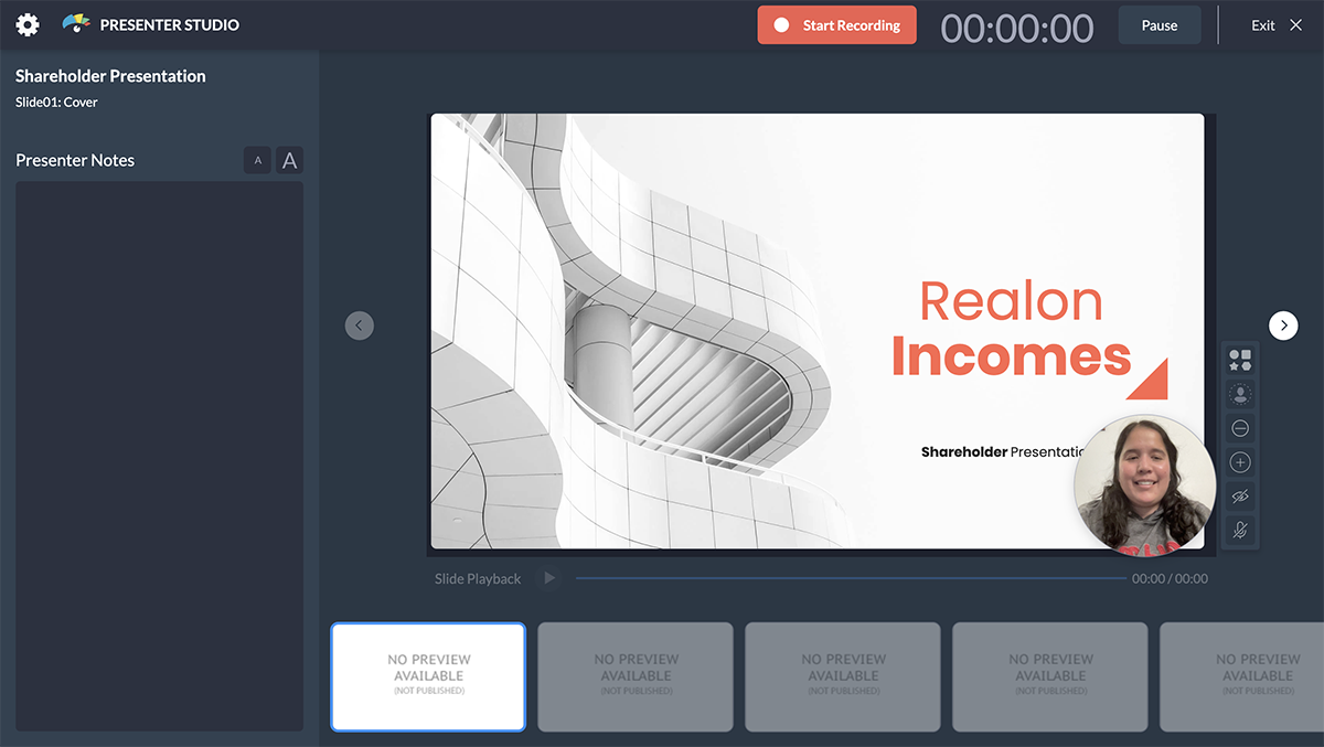 Visme's presentation recorder