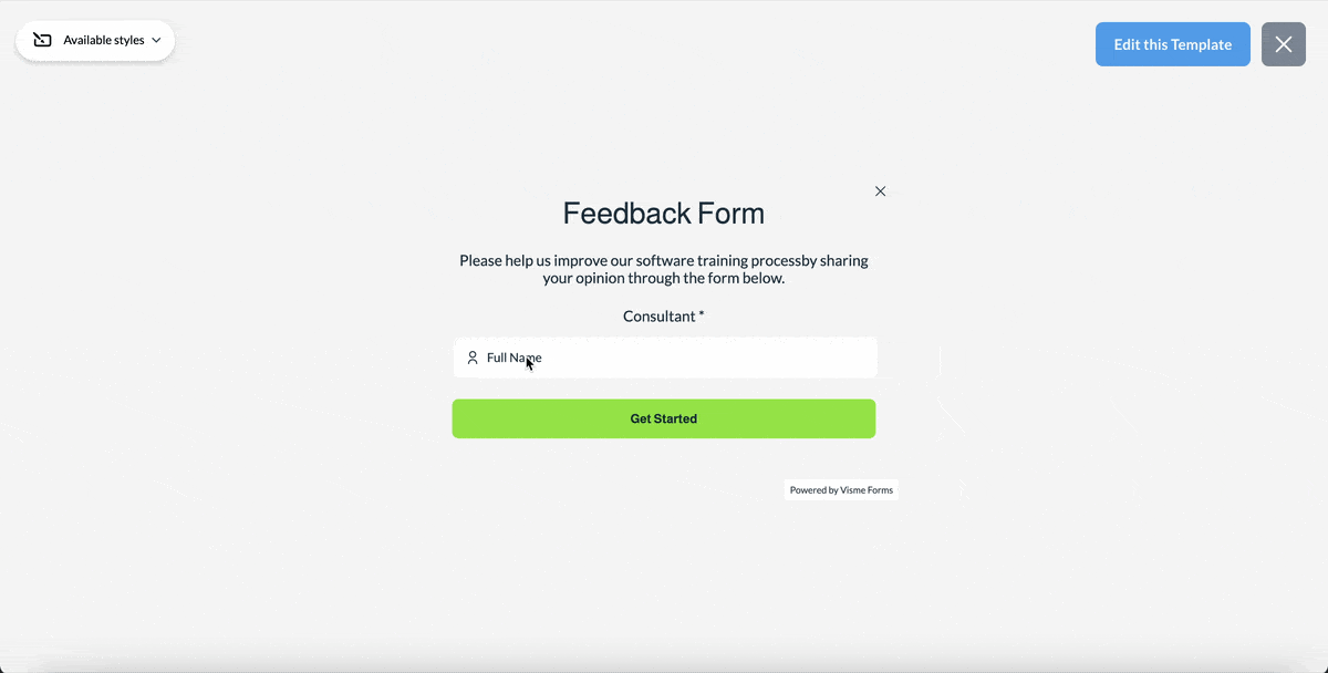 Visme feedback form