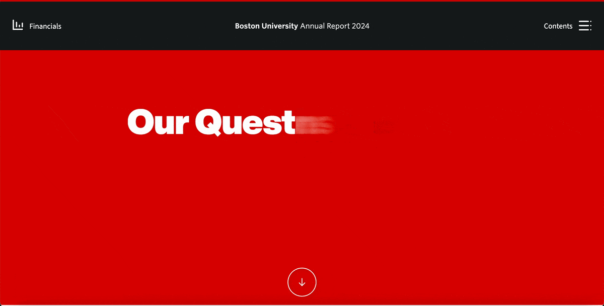 interactive annual report examples - Boston University Annual Report 2024