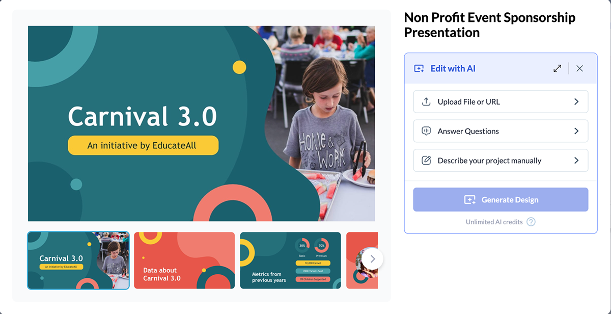 generate designs with the Visme AI designer