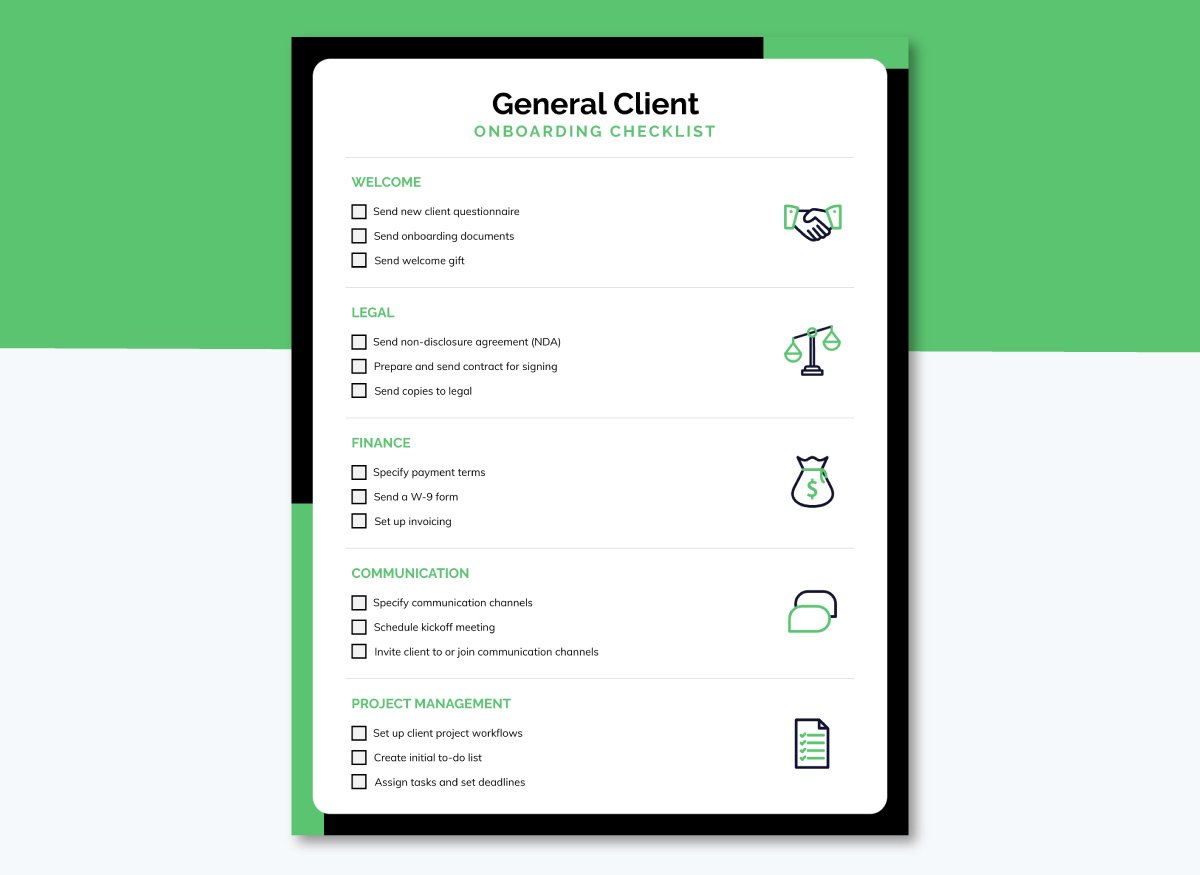 client onboarding checklist - General Onboarding Checklist