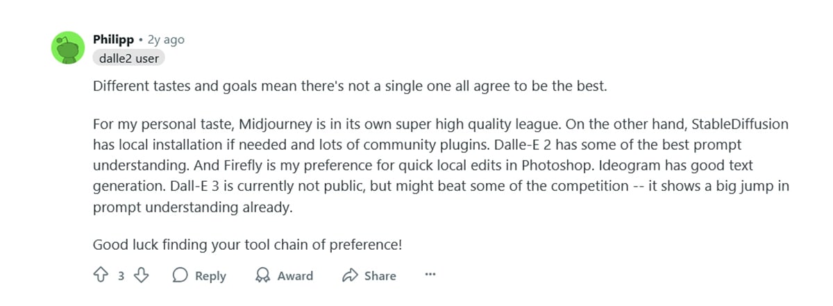 redddit review on Pros of DALL-E