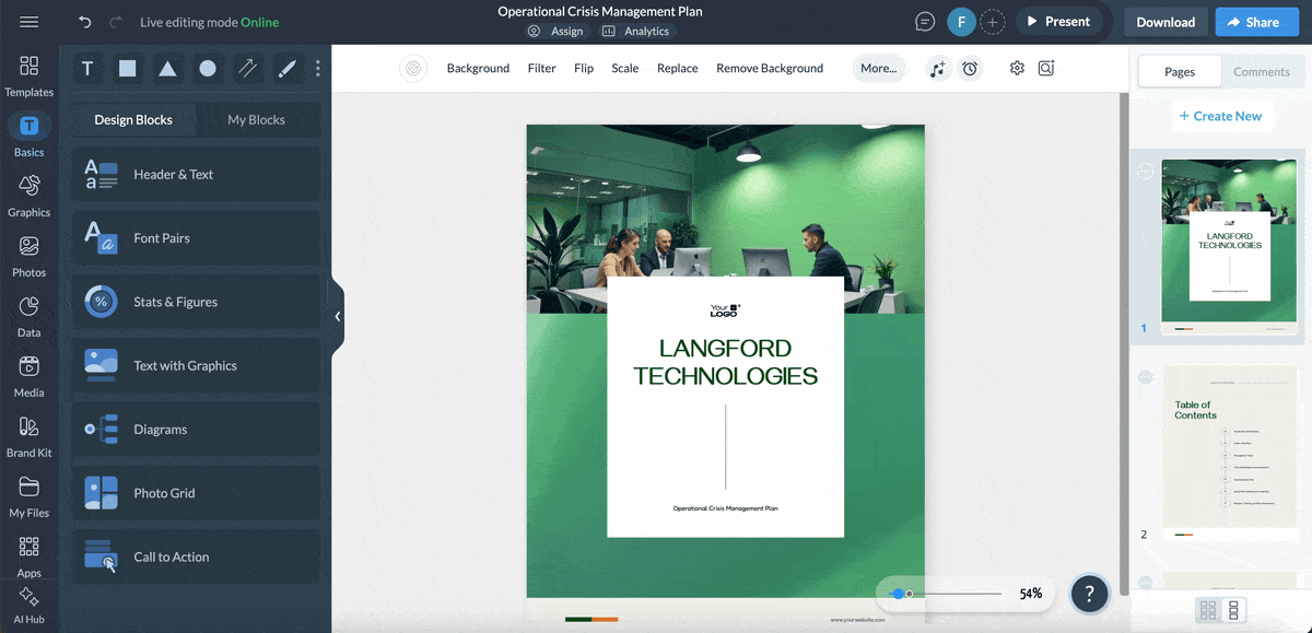 Visme's collaboration tools