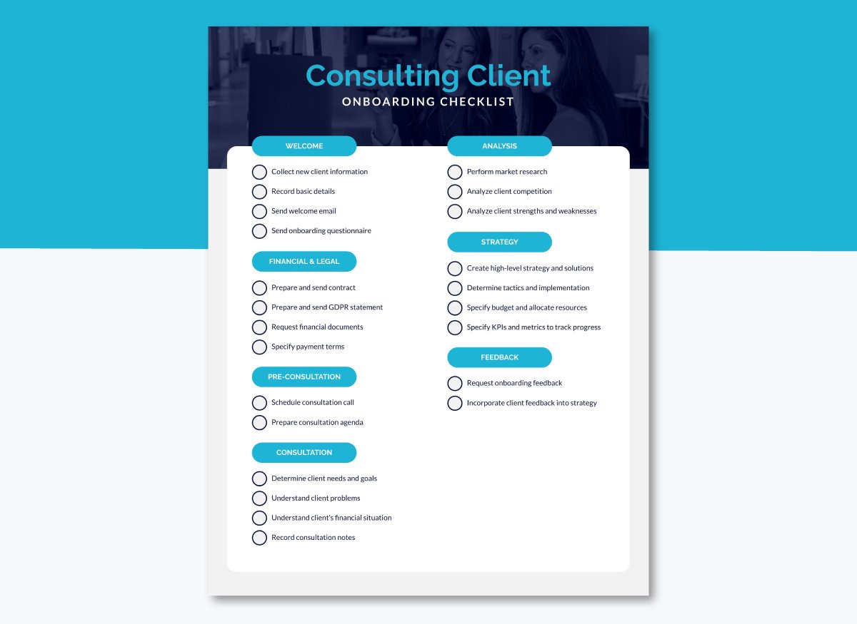 client onboarding checklist -Consulting Client Onboarding Checklist