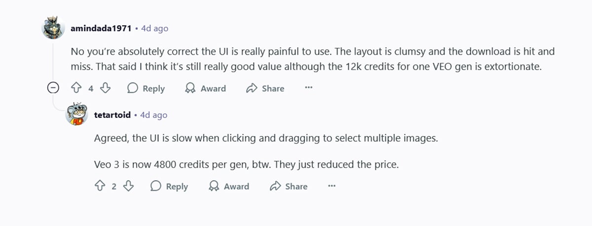 Reddit reviews on Cons of Freepik image generator