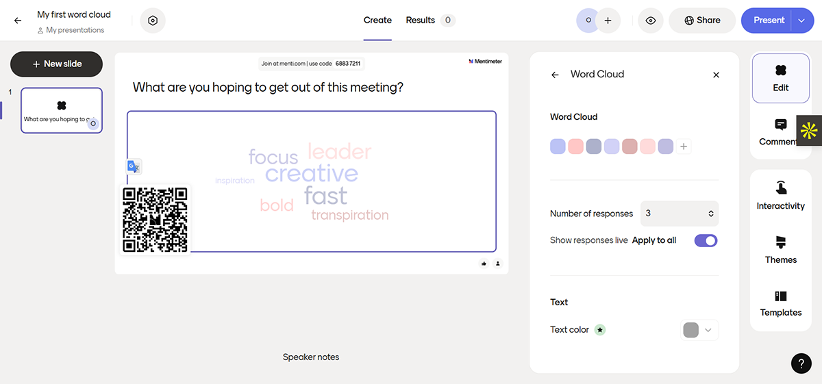 interactive presentation - Mentimeter