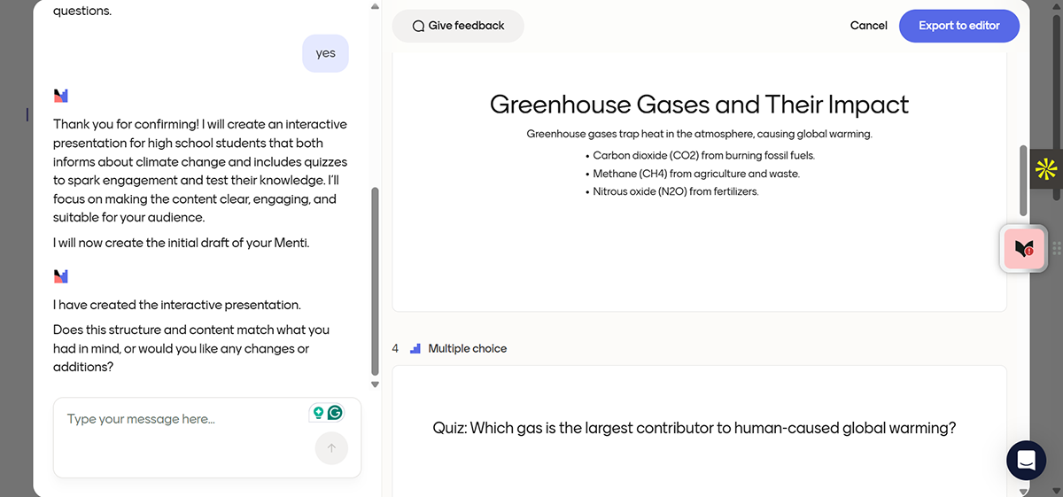 interactive presentation - Mentimeter
