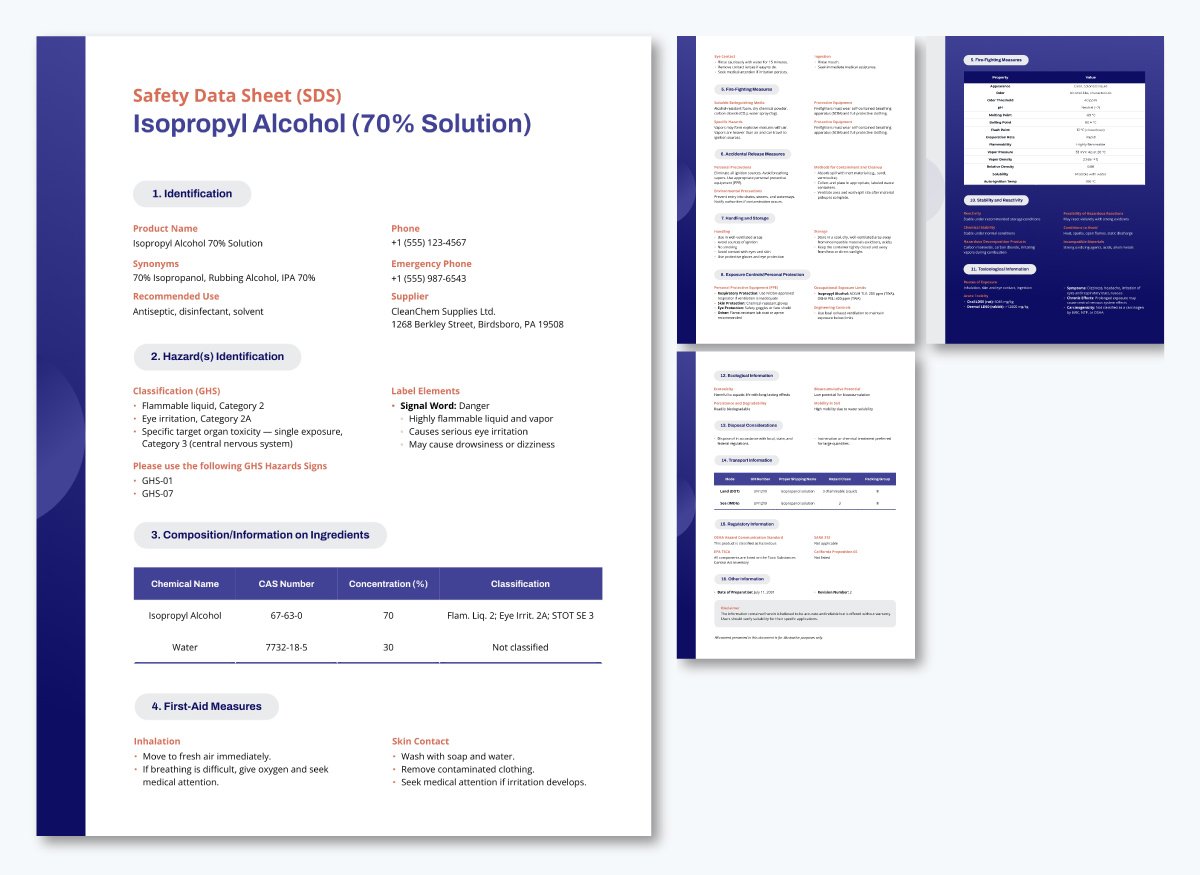Product Safety Data Sheet Template