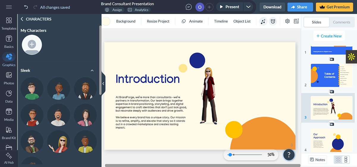 interactive presentation - Visme 3D character creator