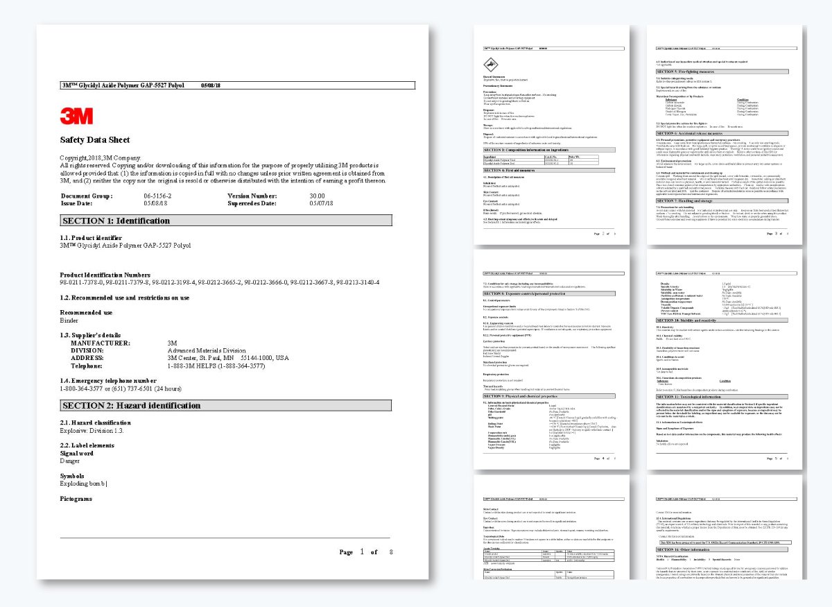 safety data sheet from 3M