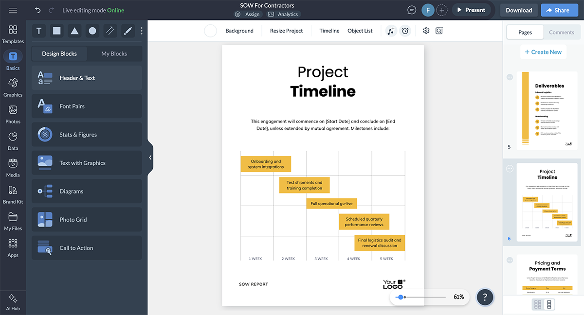 SOW templates - Project timeline