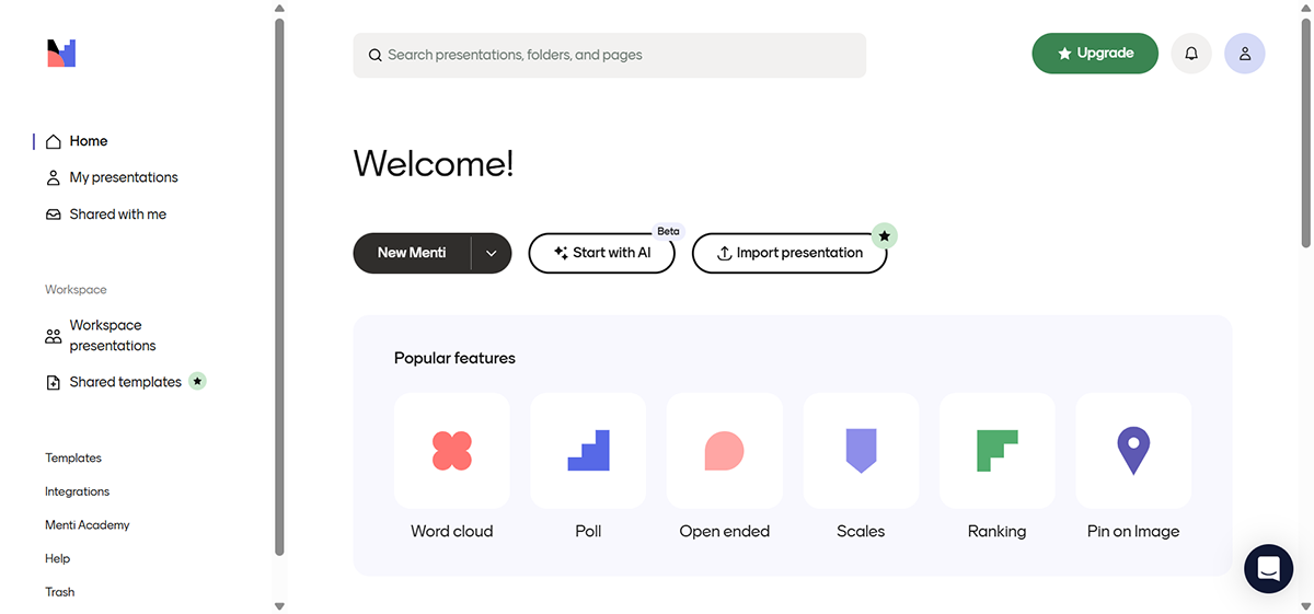 interactive presentation - Mentimeter