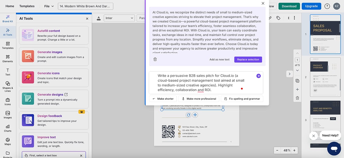 AI Sales Pitch Generator - Venngage