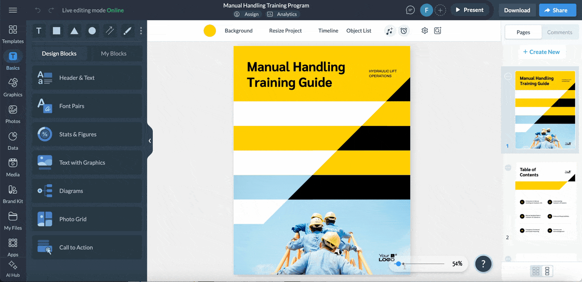 How to Finalize and Distribute, Download or Share your training manual in Visme