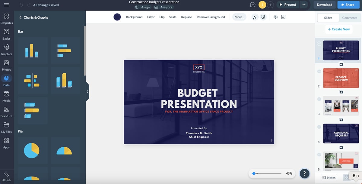 budget presentation tool - Visme 