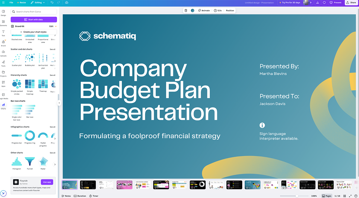 budget presentation tool - Canva