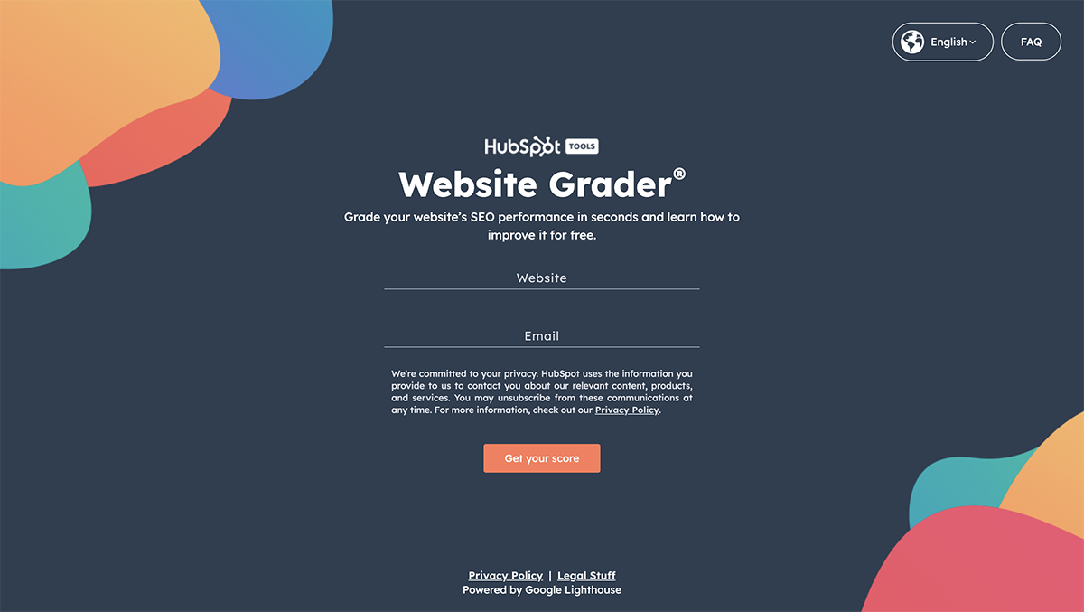interactive content marketing - HubSpot’s Website Grader 