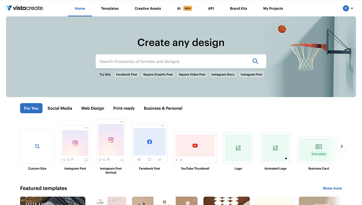 Canva alternatives - A screenshot of Vistacreate's editor