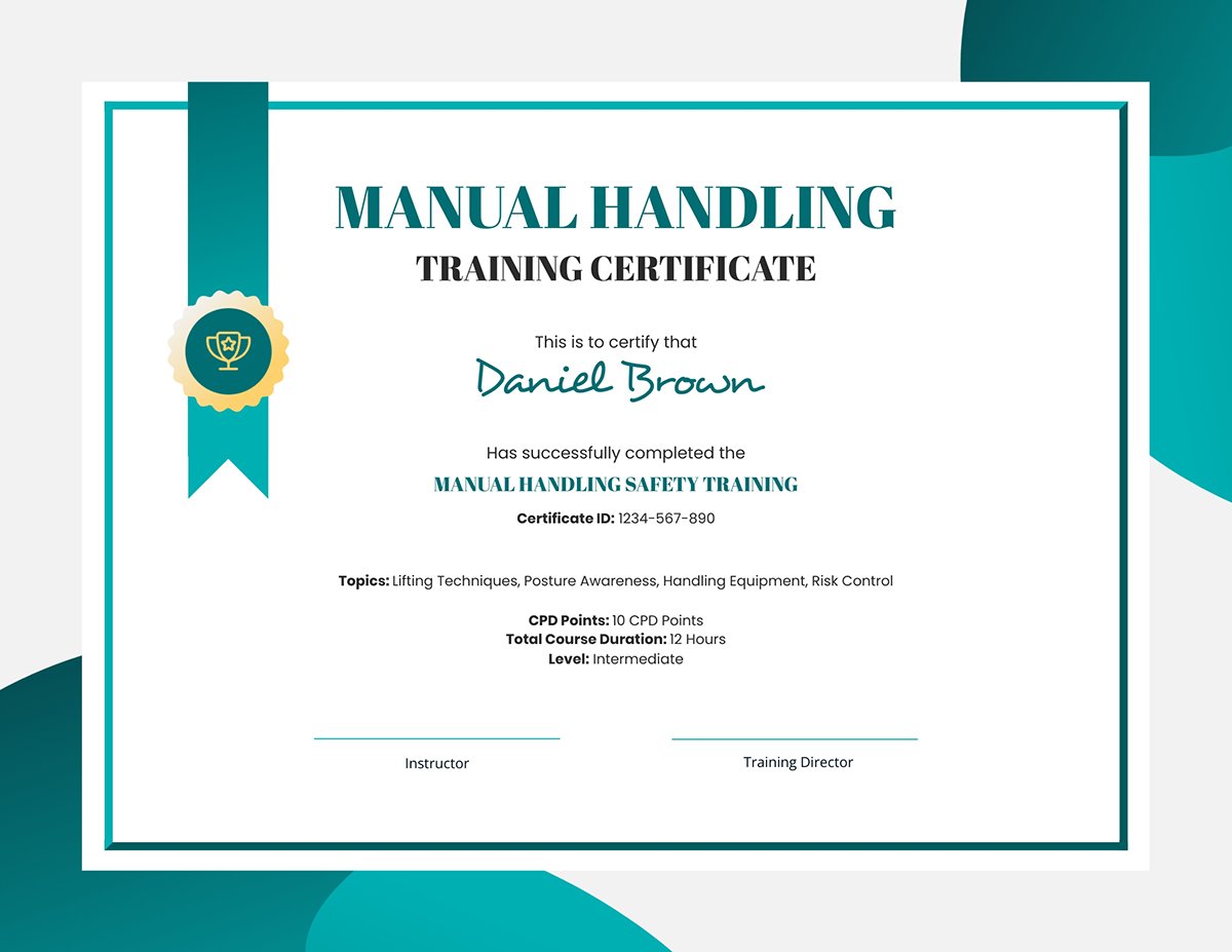 Manual Handling Safety Training Certificate