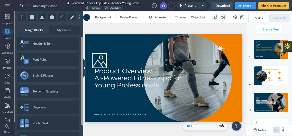 Interactive presentation - product overview ai-powered fitness app for young professionals