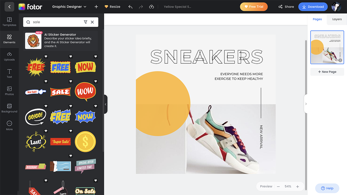 Canva alternatives - Fotor stickers 