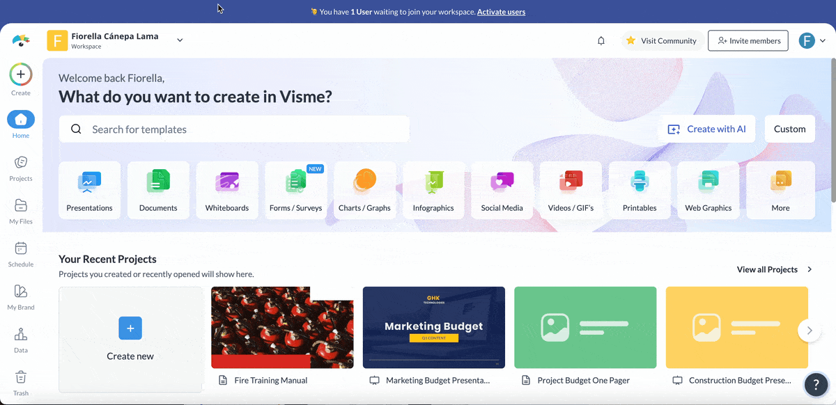 how to select a training manual template in Visme