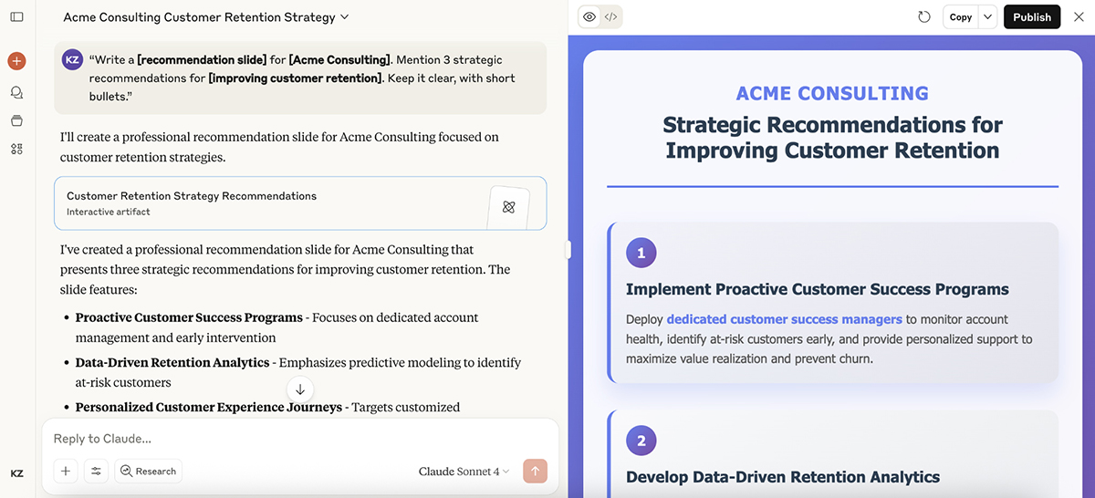 AI Presentation Prompts - Claude.ai Prompts and output 