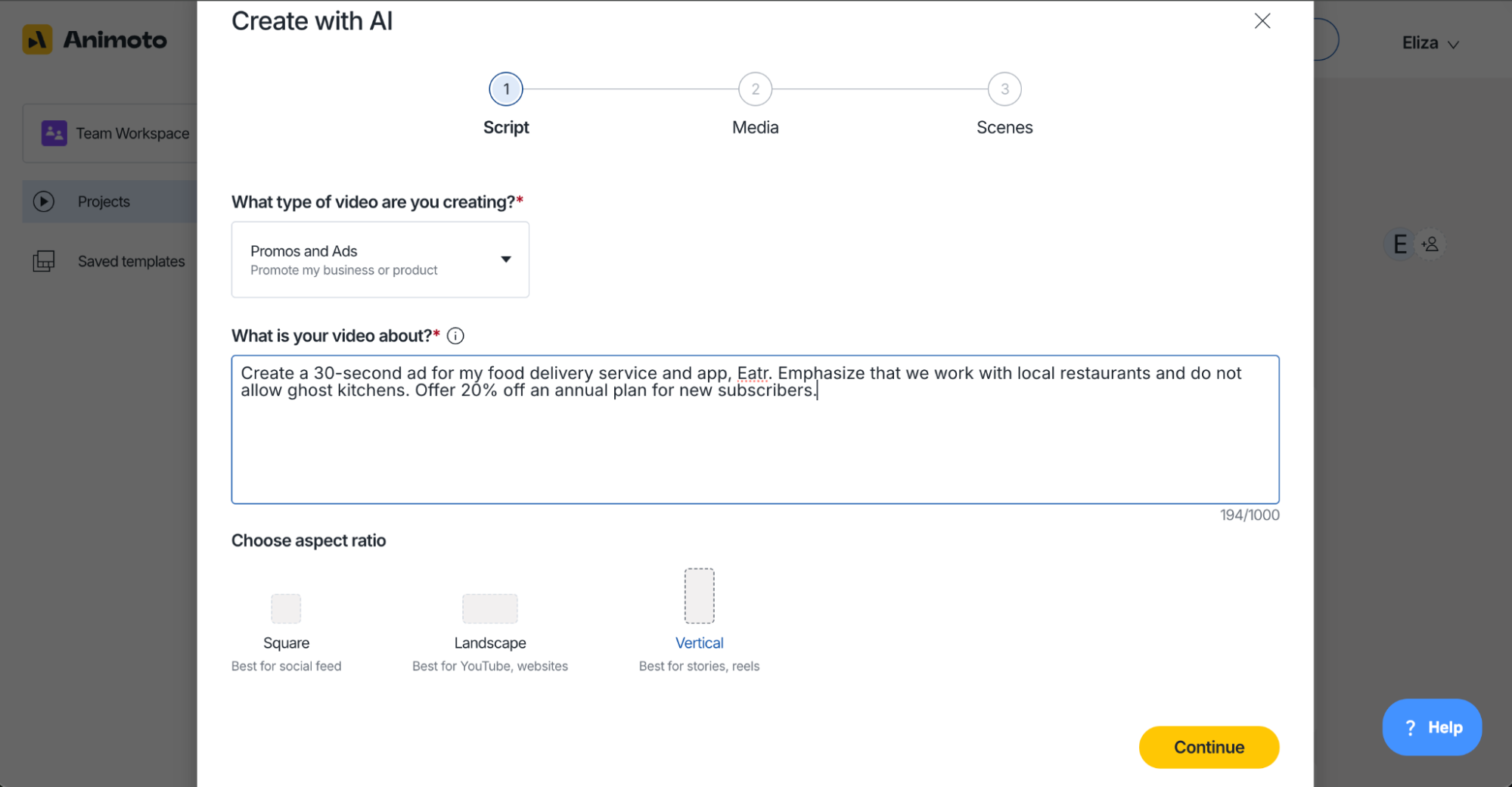 ai marketing tools - Animoto AI interface