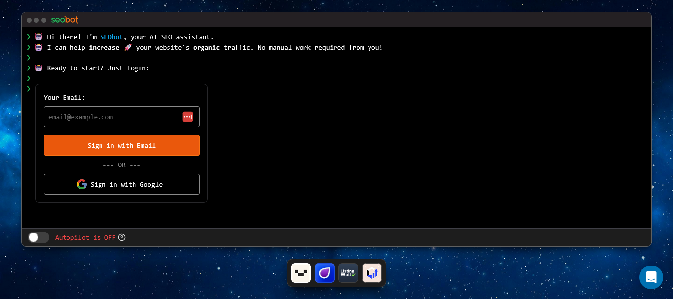 seoai app dashboard interface