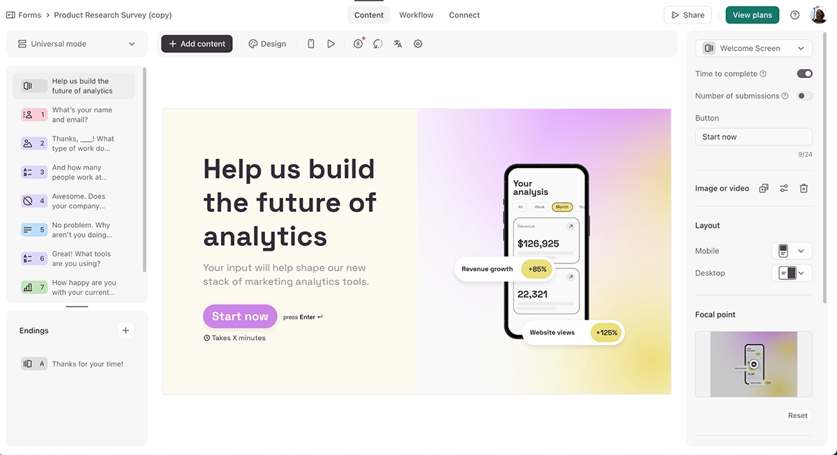 Typeform Home Page