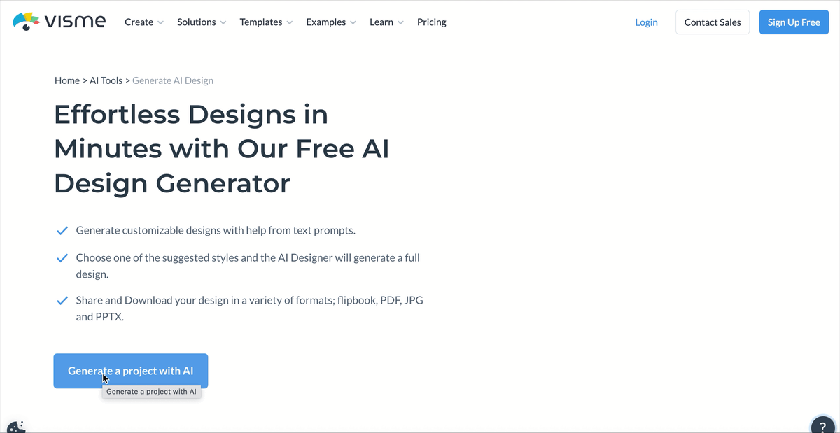 a GIF of using AI design generator to create interactive content 