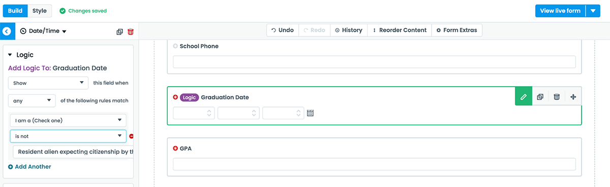 conditional logic Formstack