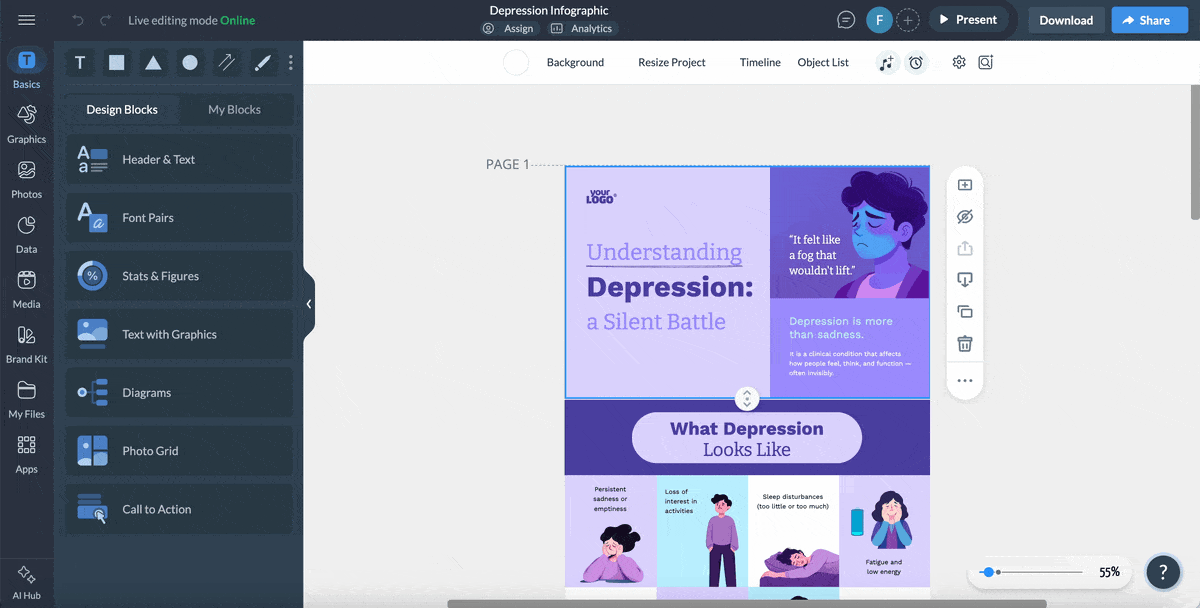 Gif of changing colors using the color theme feature