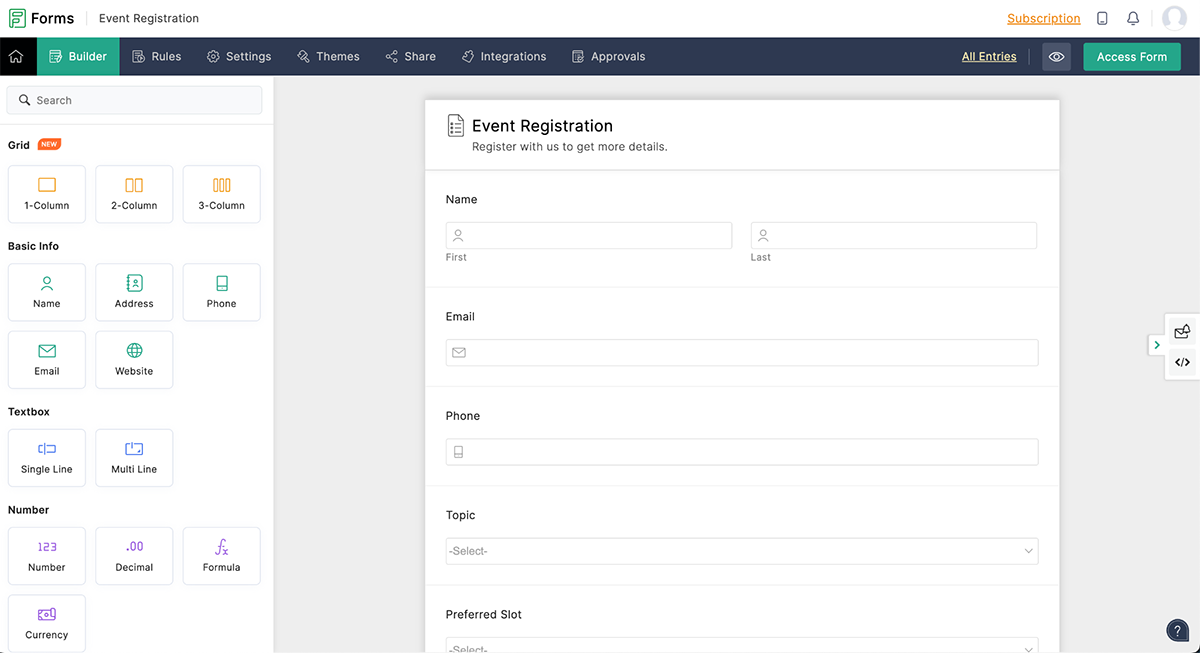 Zoho Forms conditional logic features