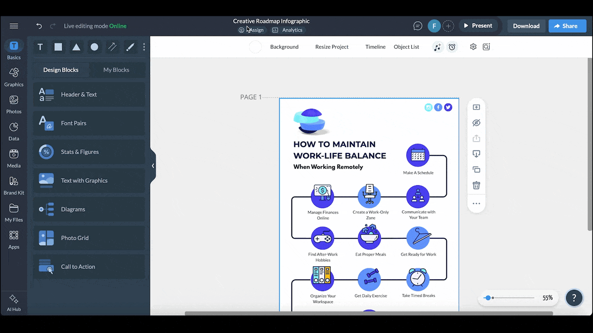 A GIF of the Visme collaboration feature