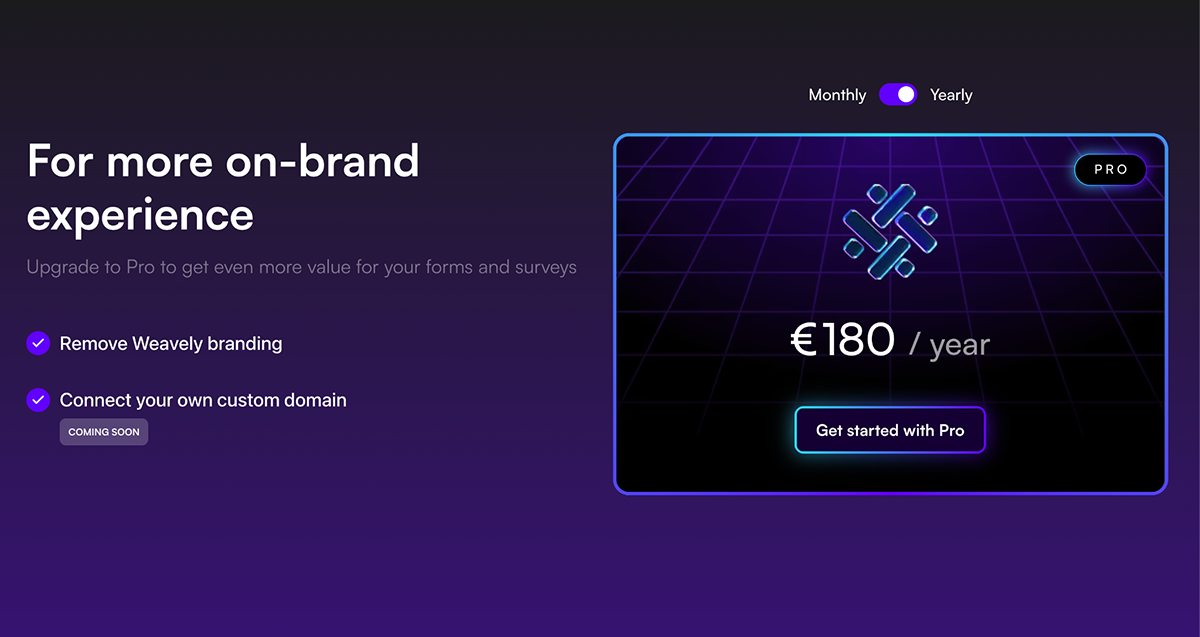 Weavely pricing page